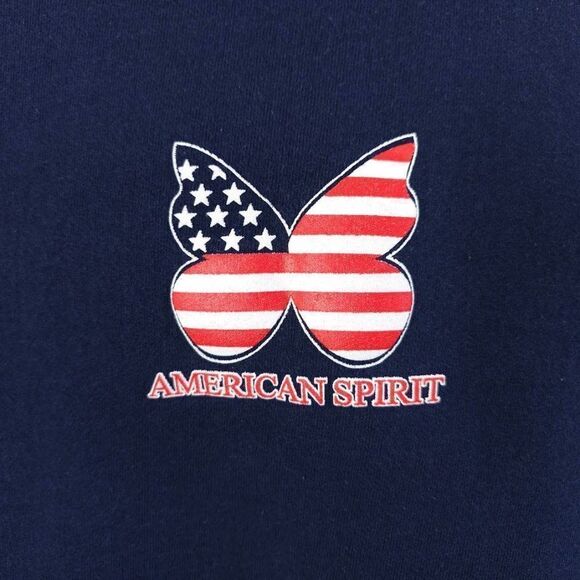Vintage American Spirit Sweatshirt Mens Size XL 90s Butterfly American Flag - Picture 2 of 5